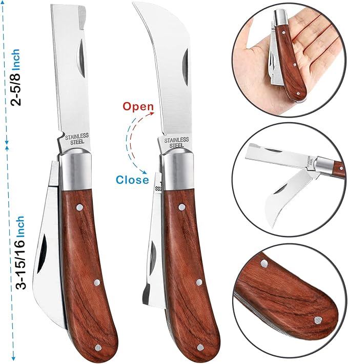 Garden Grafting Tool Kit for Fruit Trees, Includes Grafting Knife, Grafting Tape, Plant Twist Ties for Propagation