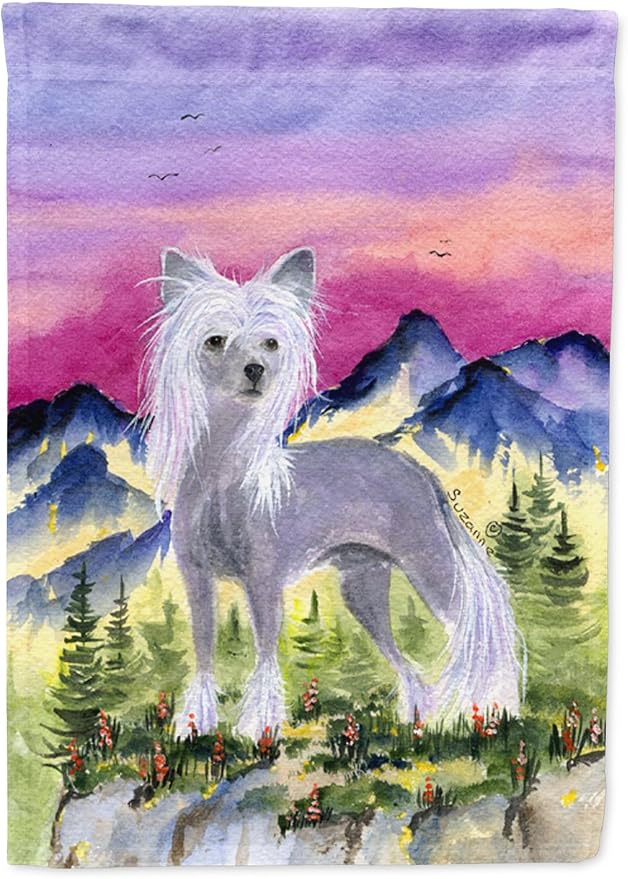 Caroline's Treasures SS8326GF Chinese Crested Garden Flag Mailbox Flag Decorative Yard Flag Banner Outside Patio Artwork Yard Flower Beds, Garden Size, Multicolor