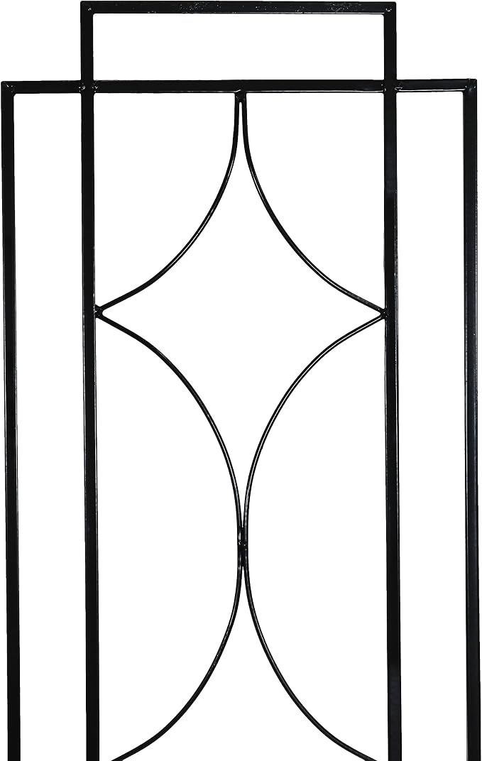 Sunnydaze 2-Piece Chic Diamonds Garden Trellis for Climbing Plants - Outdoor Decorative Metal Flower Trellis - 60-Inch Tall - Black