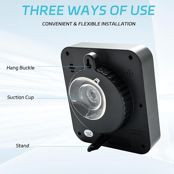 Digital Shower Clock Waterproof,Bathroom Extra Large LCD Screen Wall Clock Timer,Countdown,Moisture Proof,Anti Splash,Display Temperature,Time,Date and Day of the Week,Suction Cup,Hanging,Hole Stand