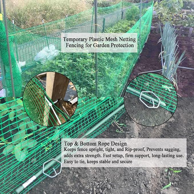 Plastic Garden Fence 4x100 FT Deer Fence Netting, Temporary Mesh Fencing Animal Barrier for Deer, Chicken, Poultry, Pet, Wildlife, Garden Bird Netting for Plant Fruit Tree Vegetable Protection