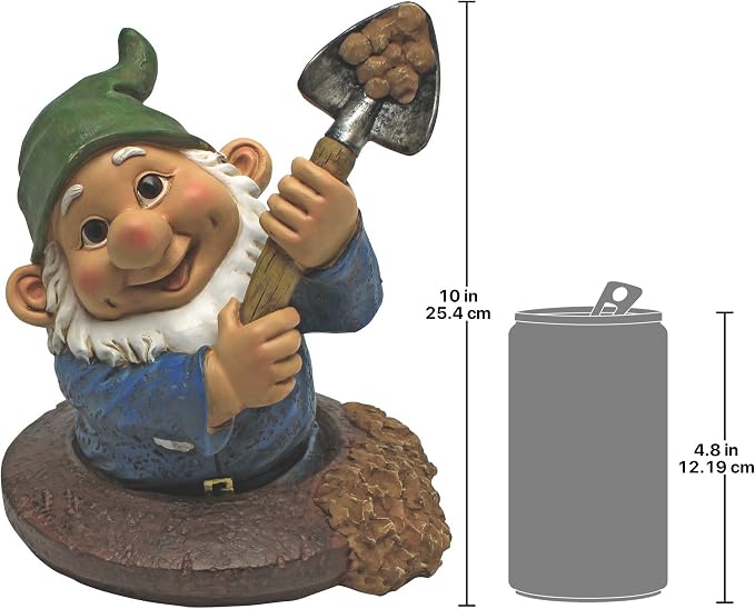 Garden Gnome Statue - Shoveling Sam Gnome-in-A-Hole - Outdoor Garden Gnomes - Funny Lawn Gnome Statues