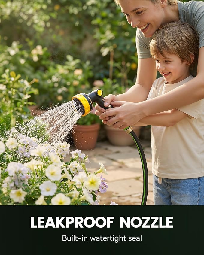 RAINPOINT Garden Hose Nozzle Heavy Duty - 100% Metal Thumb Control Spray Nozzles for Garden Hose High Pressure, 10 Patterns Water Hose Nozzle for Car Wash, Watering Lawn and Pets, Yellow2, 2 Pack