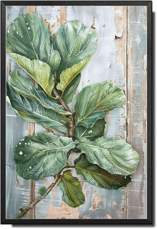 Metal Sign Tin Sign Vintage Wall Art Antique Artistry Fiddle Leaf Tin Sign for Distressed Wood Wall Art Green Thumbs and Botanical Signs for Garden for Club 6×8 Inches with Metal Frame