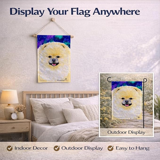 Caroline's Treasures SS8997GF Pomeranian Garden Flag Mailbox Flag Decorative Yard Flag Banner Outside Patio Artwork Yard Flower Beds, Garden Size, Multicolor