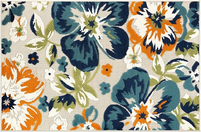 Rugshop Multi Bergamo Floral Indoor/Outdoor Runner Rug Machine Washable for Hallway, Entryway and Kitchen, 2'7" x 4'