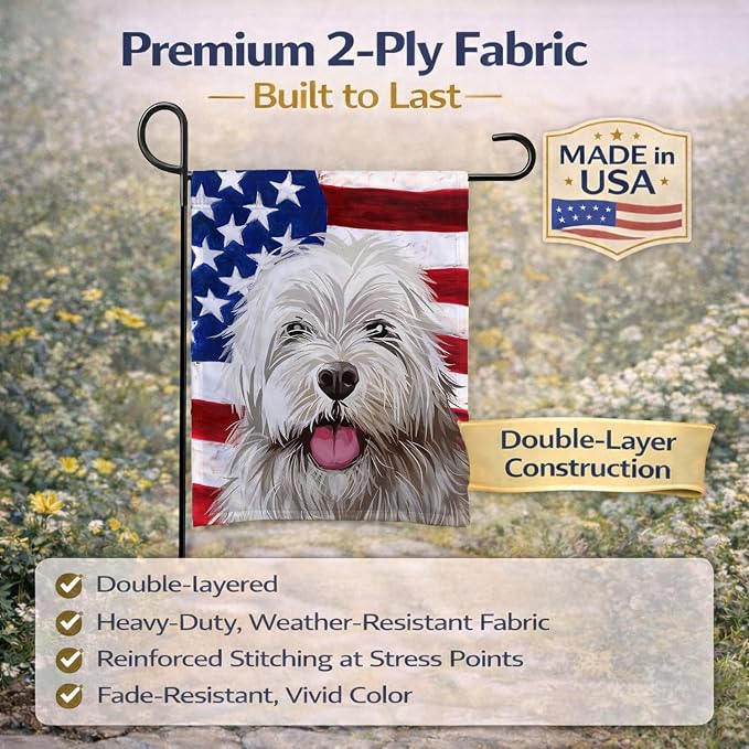 Caroline's Treasures CK6688GF Sapsali Dog American Flag Garden Flag Mailbox Flag Decorative Yard Flag Banner Outside Patio Artwork Yard Flower Beds, Garden Size, Multicolor