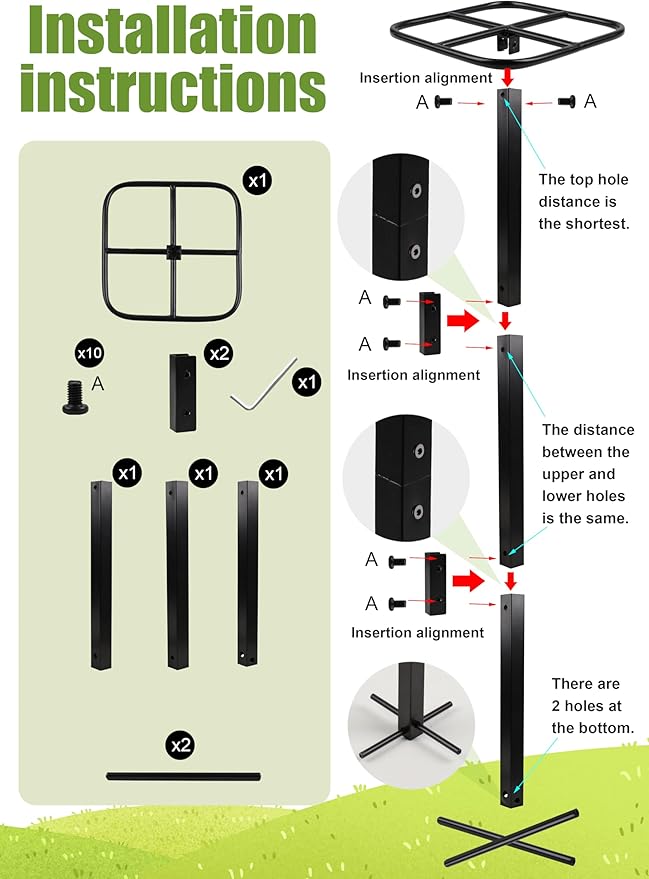 Yohsnor 2-Pack Metal Dragon Fruit Trellis - Durable Vertical Garden Support for Climbing Plants, Easy to Assemble, 12x12x50 Inches for Dragon Fruit Enthusiasts