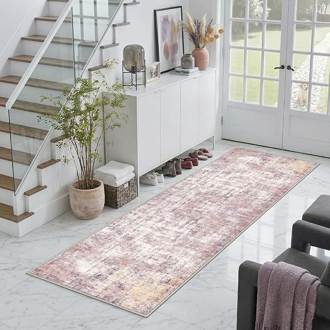 2x6 Abstract Kitchen Runner Rug Washable Non-Slip Bedroom Rugs | Non Slip Soft Rug Modern Abstract Indoor Floor Stain Resistant Carpet for Bedroom Dining Room Farmhouse Nursery Home Office