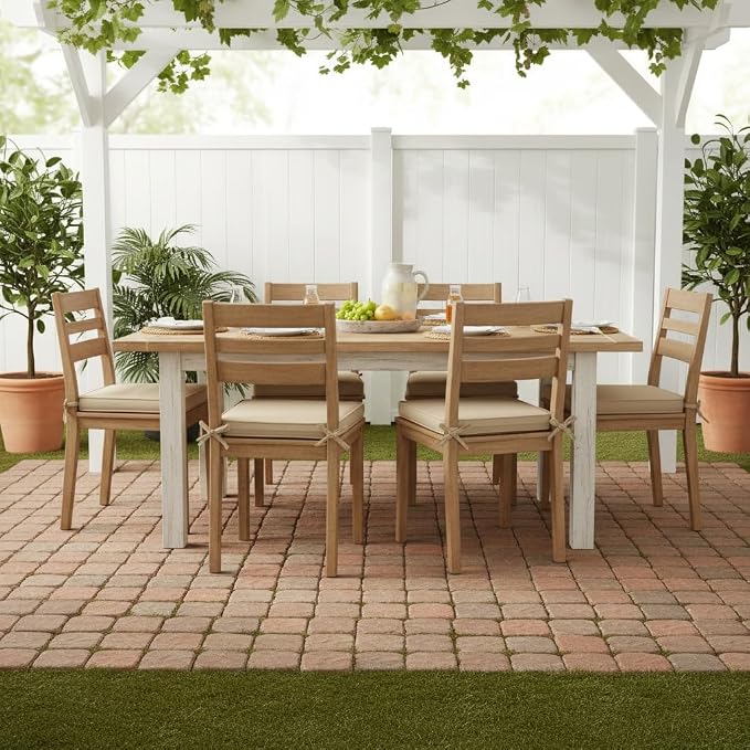 Sunbrella 18" x 18" Dining Chair Pad Cushion with Corded Edge, Soft Fiber Batting Insert, Removable Reversible Cover & Ties - Cast Shale