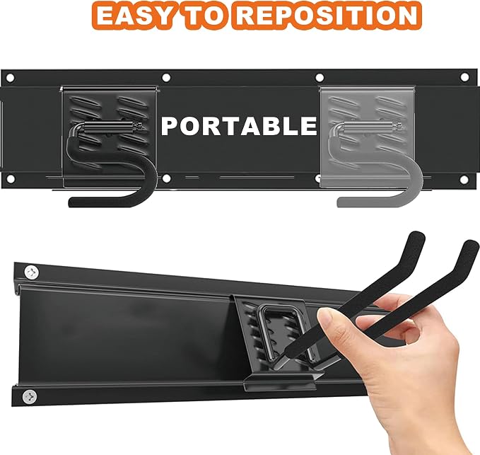 Heavy Duty Tool Hooks Set - Wall Mount Garage Tool Organizer, Multipurpose Metal Storage Hanger for Garden Tools Broom Mop Ladder, Garage Shed Workshop Wall Storage Rack (48 inches, 12pcs)