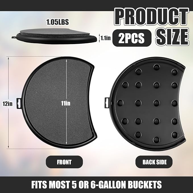 Novabright 5 Gallon Kidney Shape Bucket Seat, Bucket Lid Seat with Foam Cushion Padding for Option Ice Fishing, Baseball, Gardening and Camping