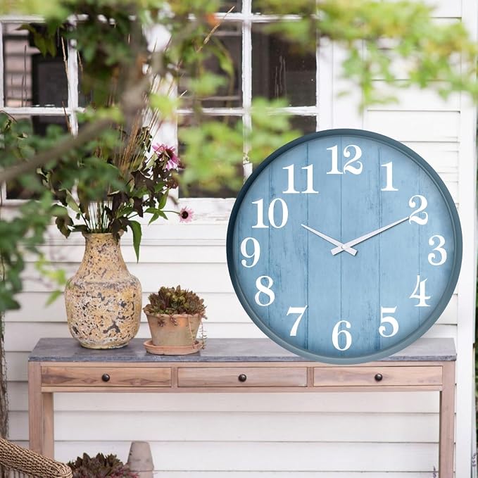 TOOCAT Large Outdoor Indoor Clock, 18-inch Waterproof Wall Clock, Battery Operated for Swimming Pools, Gardens, Warehouses, Courtyards, Living Rooms, Workshops and Offices