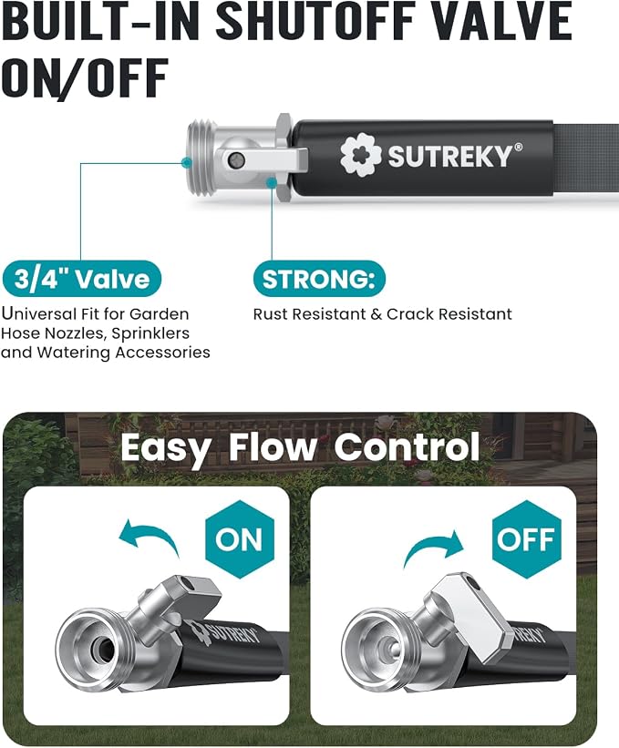 25ft Garden Hose, Ultra Lightweight All-Weather Water Hose, Durable & Flexible, Built-in Valve, Leak-free Connections, TPU Water Hose, Drinking Water Safe