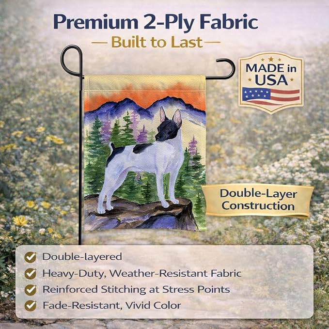 Caroline's Treasures SS8224GF Rat Terrier Garden Flag Mailbox Flag Decorative Yard Flag Banner Outside Patio Artwork Yard Flower Beds, Garden Size, Multicolor