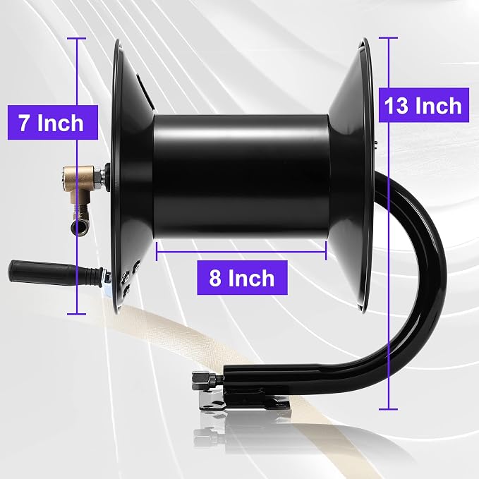 Tool Daily Pressure Washer Hose Reel 150FTx3/8" / 300FTx1/4", 4000 PSI | Heavy Duty Power Washer Hose Reel for Water, Hand Crank Steel Reel with Wall/Floor/Van Mount