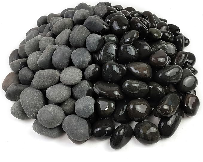 FANTIAN 40 lbs Black Stones for Landscaping, 1-2 Inch Small Pebbles Natural Decorative Black River Rocks for Plants Aquarium Outdoor Garden Walkways Paving and Yards