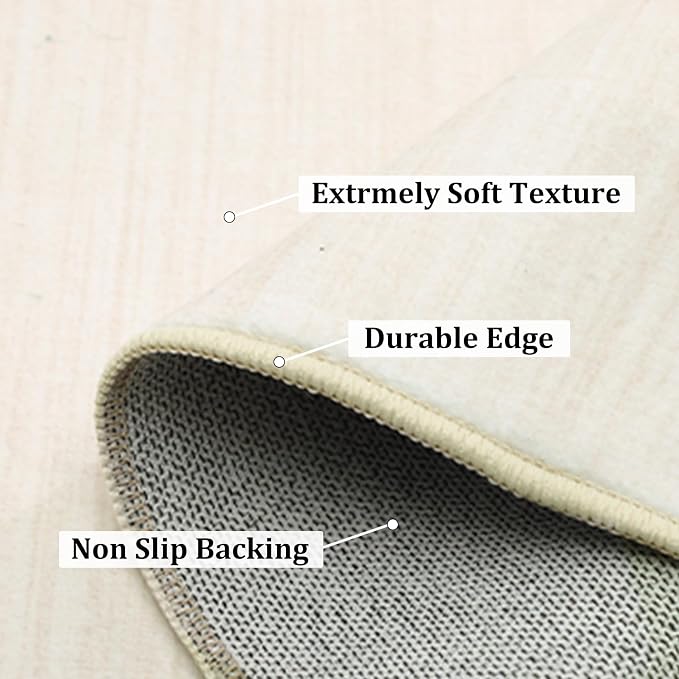 Garvee Large Rugs for Living Room 8x10 Washable Rug Modern Solid Color Print Accent Rug with Non Slip Backing, Low Pile Non Shedding Minimalist Floor Covering for Dining Room Nursery, Beige | Modern Non Slip Backing Low Pile Non Shedding Stain Resistan...