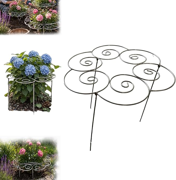 Metal Plant Support Ring for Garden, 2026 New Peony Cage Stand, Indoor Pots, Flower Hoop, Decorative Grow Through Rings, Heavy-Duty Flower Support Frame, Outdoor Orchid Clip (M(15.94in))
