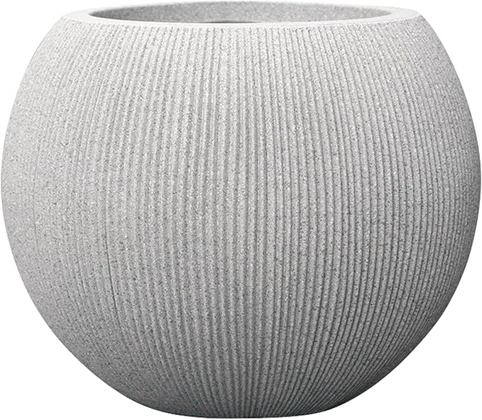 Contemporary Faux Stone Large Planter - Heavy-Duty Textured Resin Pot with Drainage, Elegant Minimalist Vessel for Landscaping, Balcony & Living Room (14.5 Inch)