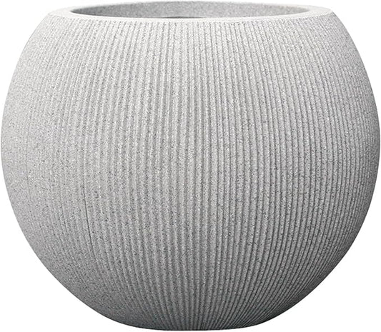 Contemporary Faux Stone Large Planter - Heavy-Duty Textured Resin Pot with Drainage, Elegant Minimalist Vessel for Landscaping, Balcony & Living Room (14.5 Inch)