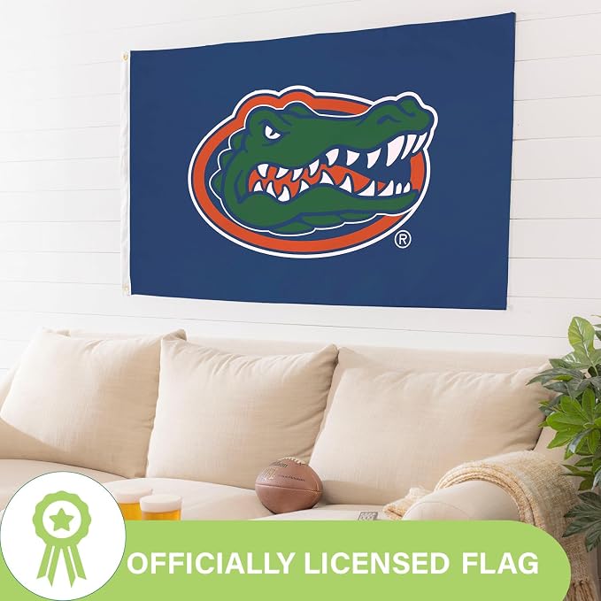 NCAA University of Florida Flag with Grommets, 3'x5' UF Gators Outdoor College Flags & Banners for Garden Patio Indoor Wall Décor