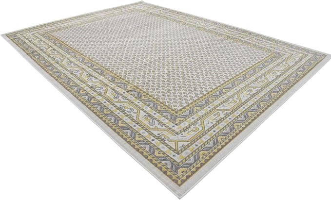 Unique Loom Williamsburg Collection Traditional Border with Dotted Center Area Rug, Rectangular 9' 0" x 12' 0", Beige/Yellow