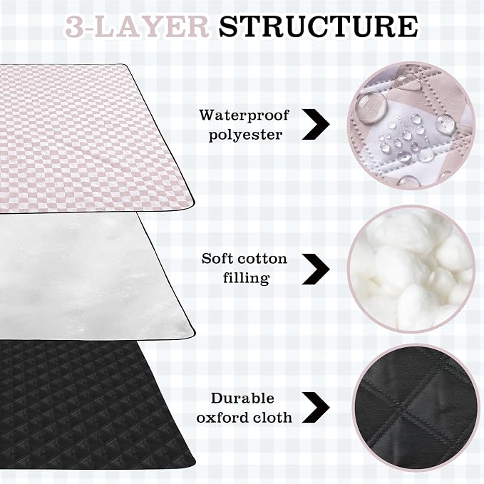Nuanchu Checkered Picnic Blanket Extra Large Outdoor Blanket Sandproof 80"x80" Waterproof Portable Machine Washable 3 Layer Thick Gingham Picnic Mat for Beach Camping Park Grass Travel (Brown)