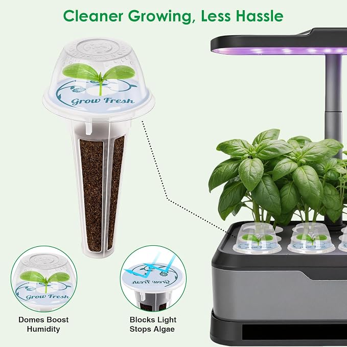 120Pcs Hydroponic Pods Kit for Aerogarden - Hydroponic Refill Pods Supplies for Most Systems, Complete Indoor Herb Garden Refill Kit, Includes Grow Sponges, Baskets, Domes, Labels