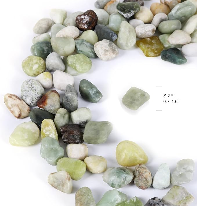 5lbs Natural River Rocks, Polished Pebbles for Plants Garden, 1-2 inch Decorative Jade Stones, Ideal for Fish Tank, Vases, Crafting, Home Decor and Garden Landscaping Rocks,Jade