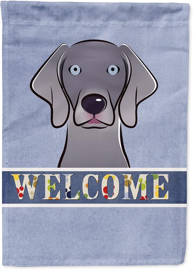 Caroline's Treasures BB1417CHF Weimaraner Welcome House Flag, Blue Large Porch Sleeve Pole Decorative Outside Yard Banner Artwork Wall Hanging, Polyester, House Size, Multicolor