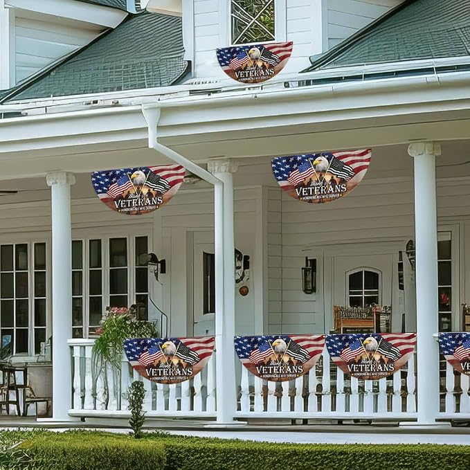 FLAGWIX Thank You Veterans Flag - Non-Pleated American Eagle Fan Flag Bunting 1x3 ft - Veteran Gifts for Men Women, Patriotic 4th of July Memorial Day Decorations Outdoor for Home Garden Decor