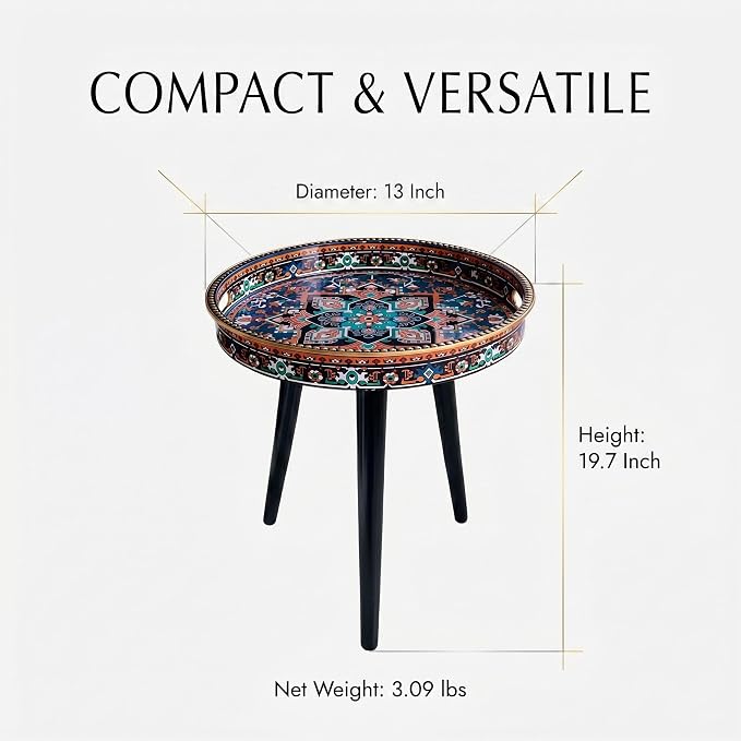 Round Indoor Side Tables with Detachable Wooden 3 Legs, Versatile Tray Table, Perfect for Round Coffee Table Tea, and Relaxation Time 17.7 Inch (Ochre Color)