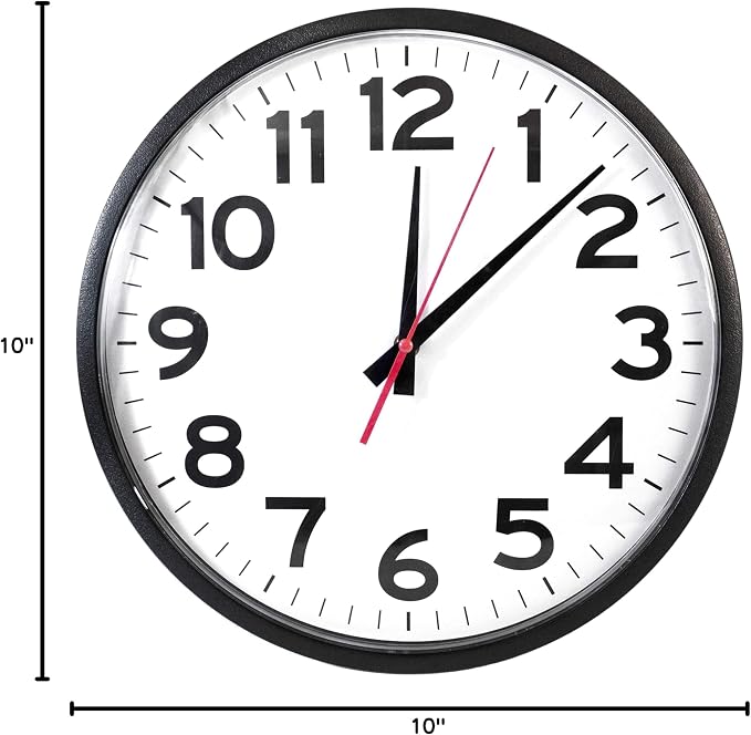 Ultimate Wall Clock | 10 Inch | Silent | Round | Quartz | Black | Kitchen | Office | Bedroom | Classic | Indoor | Outdoor | Unbranded | Battery Operated | Modern Décor | Sweeping | Worldwide Edition