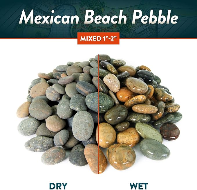 Mexican Beach Pebbles | 2000 Pounds of Smooth Unpolished Stones | Hand-Picked, Premium Pebbles for Garden and Landscape Design | Mixed, 2 Inch - 3 Inch