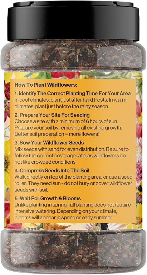 Mini Wildflower Seed Shaker - Save The Bees Seed Mix, by GevaGrow | 80,000+ Seeds | Pollinator & Bee Attracting Flower Seeds Bulk for Planting in Pots & Outdoor Gardens | 2 Ounce