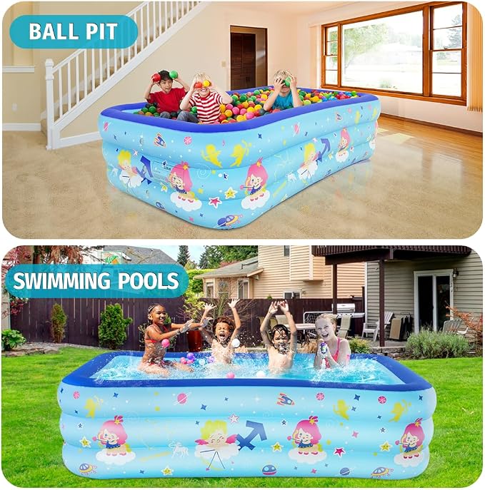 Seasons Inflatable Pool for Kids 58"x40"x20" PVC Thickened Swimming Pool | for Summer Garden & Outdoor Backyard Water Parties