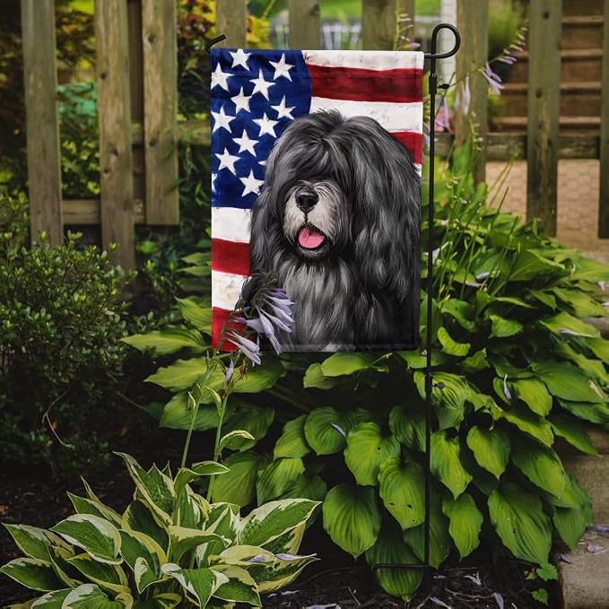 Caroline's Treasures CK6475GF Portuguese Sheepdog American Flag Garden Flag Mailbox Flag Decorative Yard Flag Banner Outside Patio Artwork Yard Flower Beds, Garden Size, Multicolor
