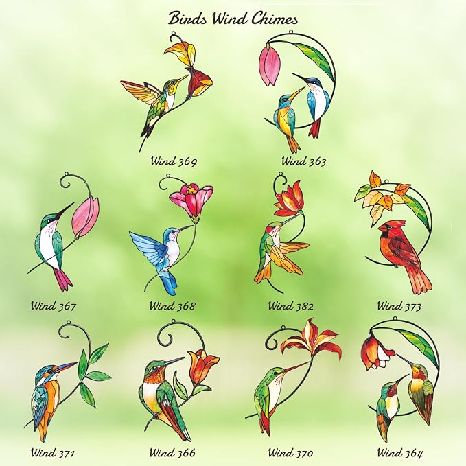 Personalized Metal Wind Chime Garden Sign, 40 Inch Outdoor Colorful Bird & Flower Memorial Decor, Yard Hanging Plaque for Patio Porch Lawn (JSTY366)