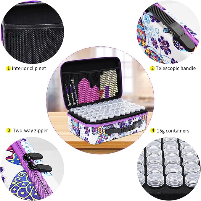 ZORETCO Diamond Painting Storage Containers,120 Slots Diamond Painting Accessories Kits with Tools for Diamond Art Craft Jewelry Beads Organizer