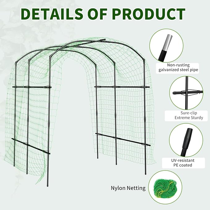 DoCred Large Garden Arch Trellis for Climbing Plants, 87'' H x 75'' L x 71'' W Outdoor Grape Vine Trellis Arch Arbor Gazebo, Grape Trellis for Climbing Plants, Courtyard and Garden Decoration, Black