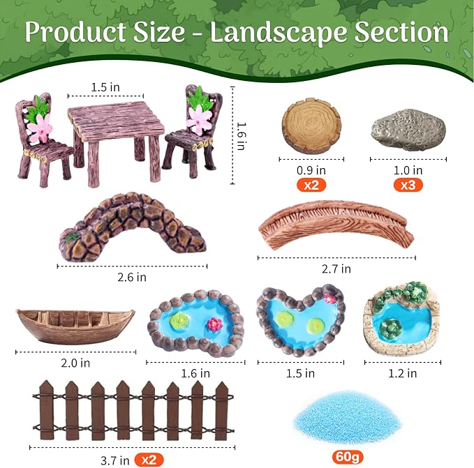 111Pcs Fairy Garden Accessories Outdoor Kit Mini Fairy House Decor Supplies | Resin Animals Figures with Elves, Deer, Bunny, Squirrel, Owl Figurines for Miniature Garden, Yard, DIY Set