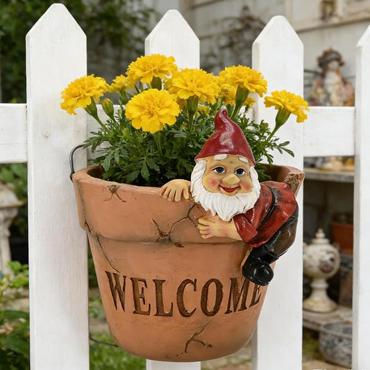 Hanging Planters for Plants with Drainage Decorative Resin Wall Mount Planter Funny Terracotta Plant Pot Rustic for Home Office Decor Cute Indoor Outdoor Pots Balcony Patio Porch