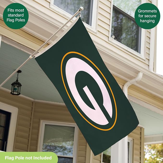Team Sports America NFL Green Bay Packers 3 x 5 Outdoor Durable Flag with Grommets | Heavy Duty Flag & Banner for Outdoor Garden Patio | Indoor Wall Decor | Works with Flag Poles for House