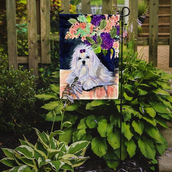 Caroline's Treasures SS8287GF Maltese Garden Flag Mailbox Flag Decorative Yard Flag Banner Outside Patio Artwork Yard Flower Beds, Garden Size, Multicolor