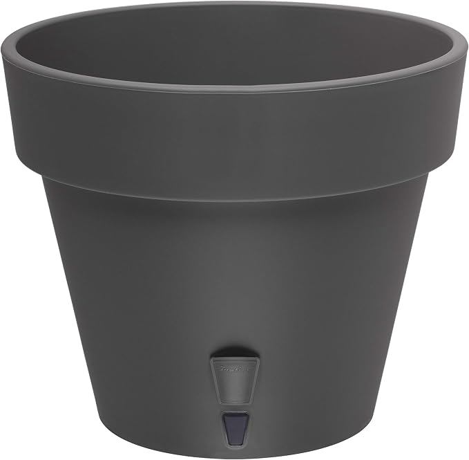 DECOPOTS - Pack of 3 - Self Watering Planter - Height 6.9 inches - Flower Pot with Bottom Watering Level Indicator for All House Plants, Flowers, Herbs (Diameter 7.9", Graphite)