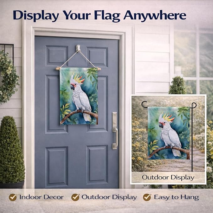Caroline's Treasures Cockatoo Garden Flag Mailbox Flag Decorative Yard Flag Banner Outside Patio Artwork Yard Flower Beds, Garden Size, Multicolor