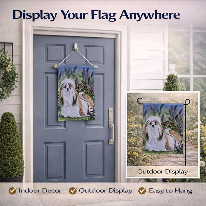 Caroline's Treasures SS8034GF Shih Tzu Garden Flag Mailbox Flag Decorative Yard Flag Banner Outside Patio Artwork Yard Flower Beds, Garden Size, Multicolor