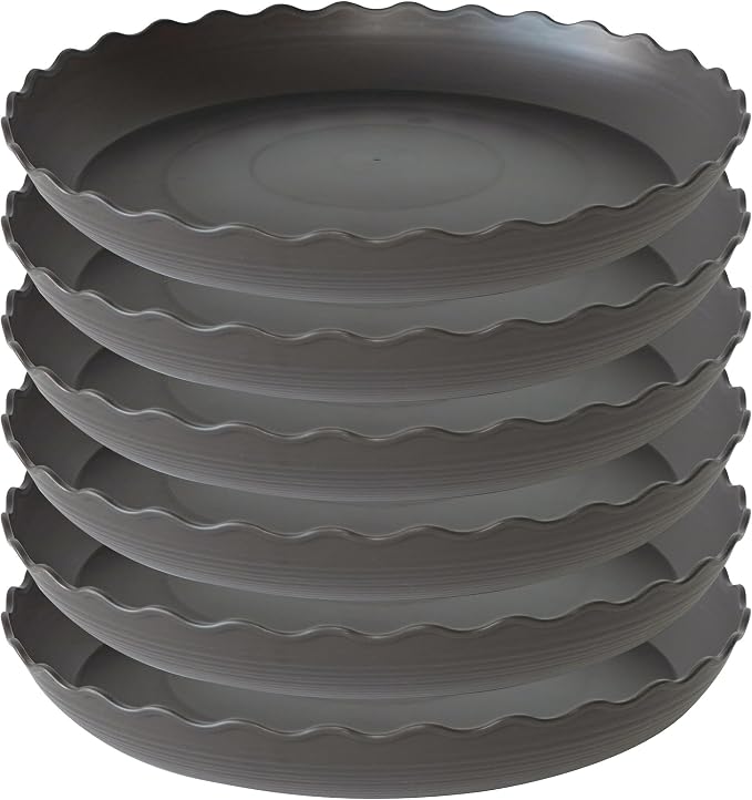 6 Pack of 6 inch Plant Saucer Plant Tray, Plastic Plant Saucer, Heavy Duty Plant Tray for Pots, Plant Saucers for Indoors Planter, Garden Water Plate Bowls for Gallon Grow Bags (Brown)
