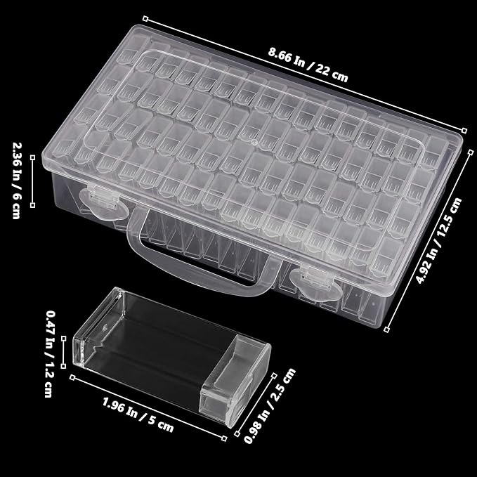 4 Pack 64 Grids Diamond Art Storage, Diamond Art Storage Containers, Bead Organizer with Diamond Painting Accessories Stickers, Beads Organizer for DIY Art Craft Storage